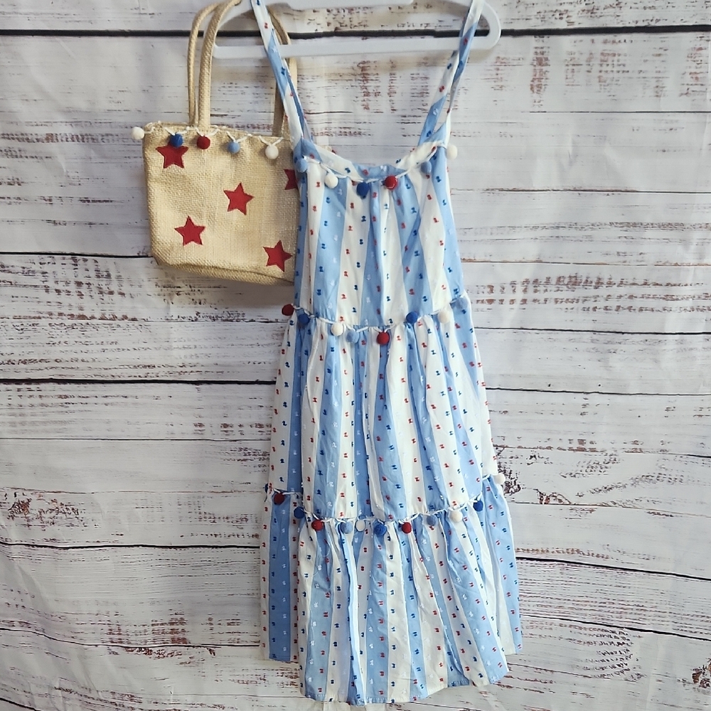 Blue and White Polka Dot Kids Dress